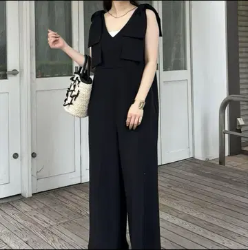 프로즈 베일 컷 조젯 어깨 리본 올인원 살로펫