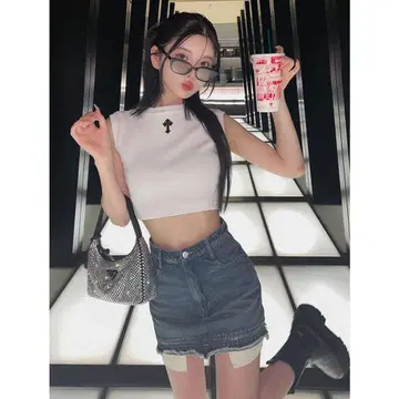 빈티지 디자인 데님 미니 스커트