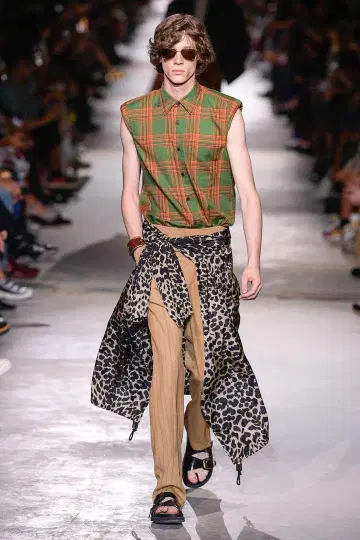 그린 체크 DRIES VAN NOTEN 슬리브리스 셔츠
