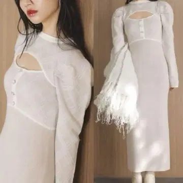 dazzlin 다즐린 체크 자카드 도킹 니트 원피스