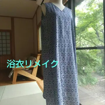 기모노 리메이크 373 남성용 유카타에서 슬리브리스 원피스