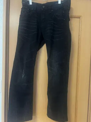 블랙 스트레이트 레그 청바지