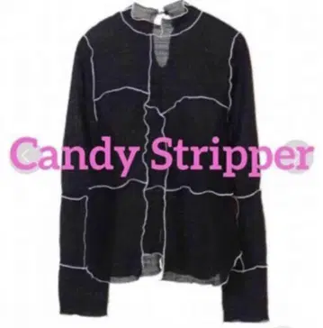 Candy Stripper 긴팔 상의 셔링 긴팔 상의 블랙
