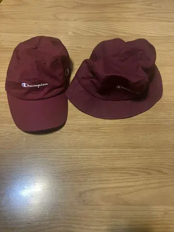 챔피온 버건디 캡 버킷 햇 세트