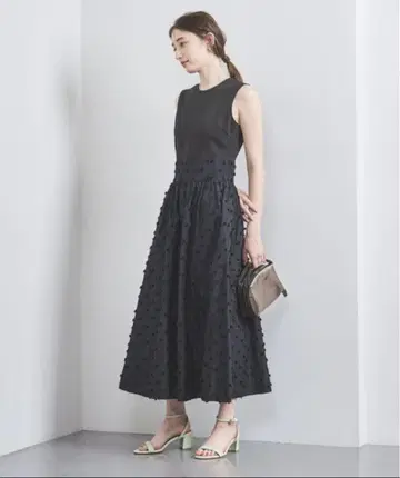 유나이티드 애로우즈 리본 컷 자카드 롱 원피스