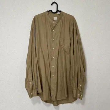 GAP XL 베이지 버튼이 달린 노카라 긴팔 셔츠