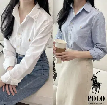 폴로 랄프 로렌 화이트 긴팔 피케 셔츠 XL