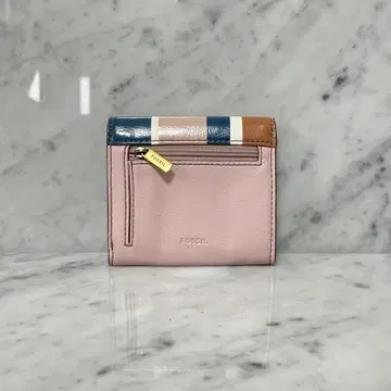 FOSSIL 파슬 두겹 지갑 컴팩트 스트라이프 가죽
