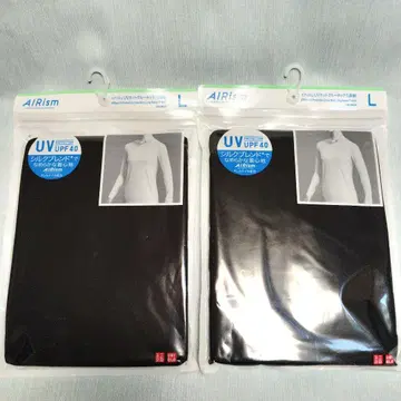 미사용 새상품 에어리즘 실크 블렌드 크루넥 긴팔 T 셔츠 L 블랙 2장