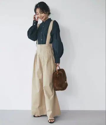 러브틱 모자 꽁지 서스펜더가 달린 배기 팬츠