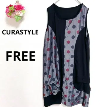 a3069 CURASTYLE 슬리브리스 원피스 튜닉 도트 F