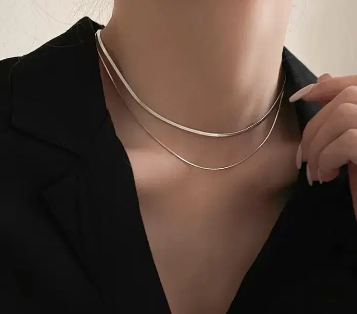 더블 뱀줄 체인 레이어드 패션 목걸이