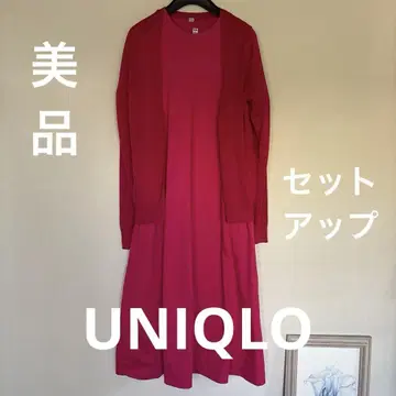 유니클로 반팔 크루넥 원피스 & 긴팔 가디건 셋업