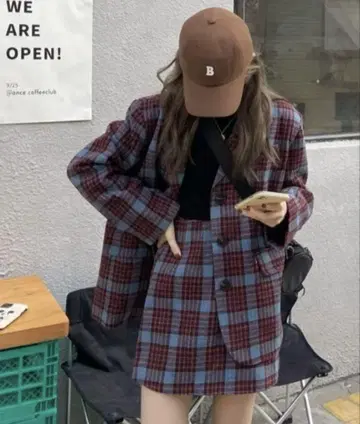 Sibra 체크 무늬 테일러드 셋업 / 한국