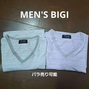 MEN'S BIGI 연보라 그레이 V넥 티셔츠 M 2장 세트