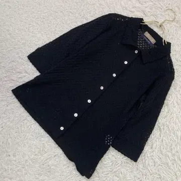 spick and span 레이스 셔츠 블랙 F 카라 부착 일본제
