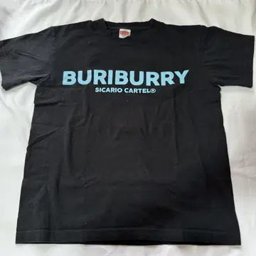 BURIBURRY TEE 블랙 터콰이즈 블루 S 사이즈