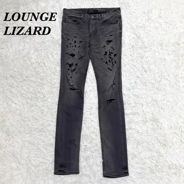 LOUNGE LIZARD 데미지 가공 데님 팬츠 2 M 그레이