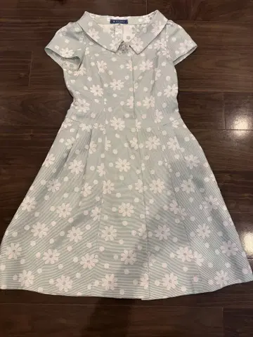 M's Gracy 민트 그린 꽃무늬 반팔 원피스 40