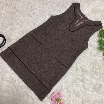 컨디션 최상 언타이틀 슬리브리스 원피스 브라운 스키퍼 42 XL