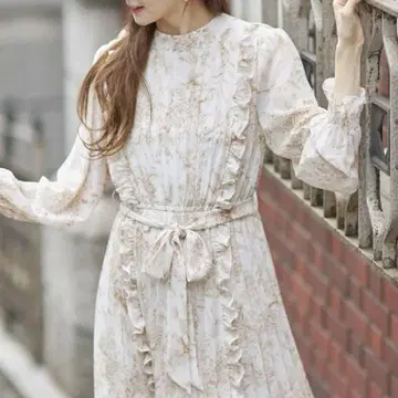 tocco closet 리본 플리츠 원피스 베이지