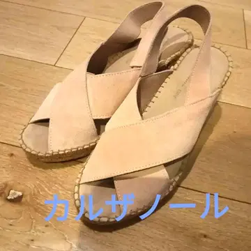 calzanor 칼자놀 에스파드리유 오픈토 핑크 베이지
