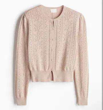 H&M 포인텔 니트 가디건 파우더 핑크 S
