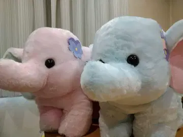 코끼리 심포니 꽃 장식 BIG 봉제 인형 피아노 리듬 2개 세트