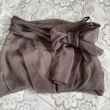 브라운 라메 플리츠 스커트 리본 포함 헤이세이 갸루 레트로