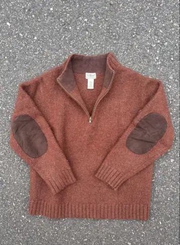 L.L.Bean 엘보 패치 하프 지퍼 니트 구제 의류 보르도