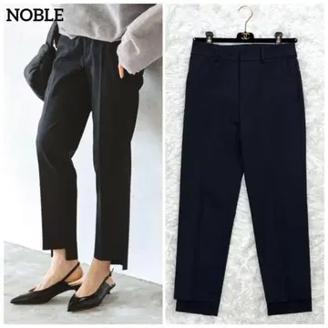 NOBLE 드라이 코튼 스텝 헴 팬츠 블랙 슬릿 린넨 38
