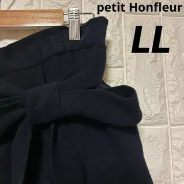 petit Honfleur 스커트 LL 리본 밴딩 쁘띠옹플뢰르 네이비