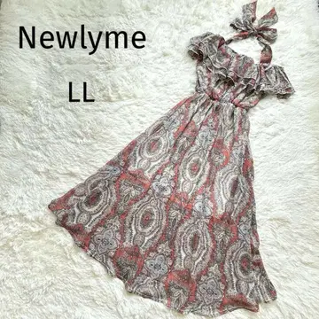 Newlyme 페이즐리 롱 원피스 홀더 넥 오프숄더 682