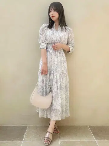 dazzlin 파이핑 칼라 코스모 원피스 롱 원피스 그레이 S
