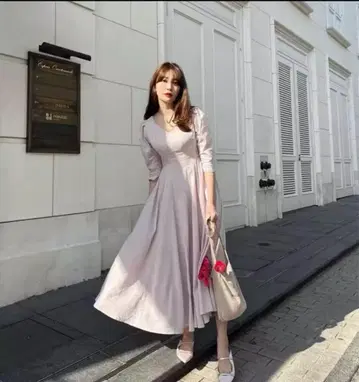 Voile 뒷부분 리본 장식이 있는 긴 드레스 herlipto s