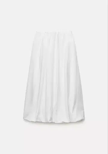ZARA 벌룬 미디 스커트 코튼 화이트 화이트