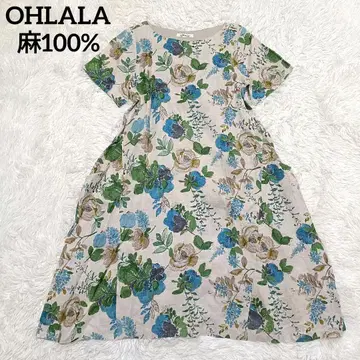 OHLALA 원피스 린넨 100% 린넨 원피스 꽃무늬 오라라 아코레