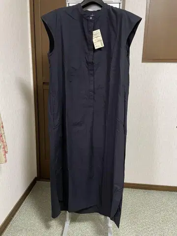 MUJI 프렌치 슬리브 원피스 L 블랙
