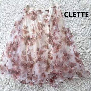 미사용 새상품 CLETTE 꽃무늬 쉬폰 오간자 플레어 스커트 빅 사이즈