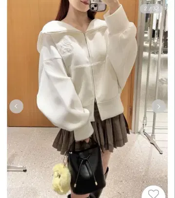 볼륨 후드티 아이보리