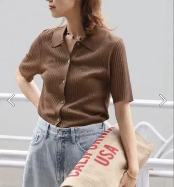 저널 스탠다드 리룸 라메 혼방 리브 폴로 풀오버