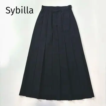 Sybilla 시빌라 플리츠 롱 스커트 울 블랙