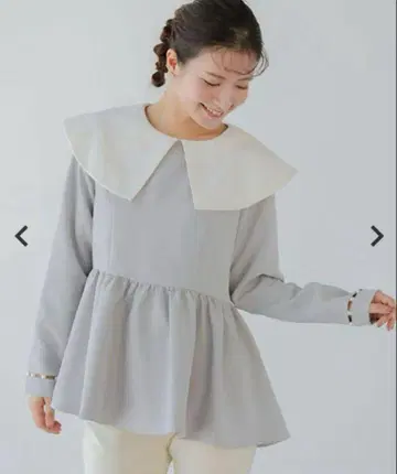 Fitmore 빅 칼라 사다리 펄 슬리브 탑 블루 그레이