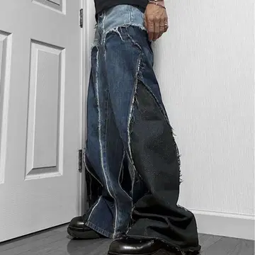 REMAKEJEANS 구제 의류 재구성 1개 패치워크 데미지 진