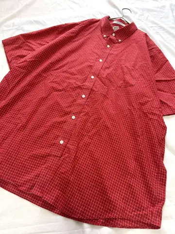 L.L.bean 체크 셔츠 반팔 다운 버튼 코튼 XL