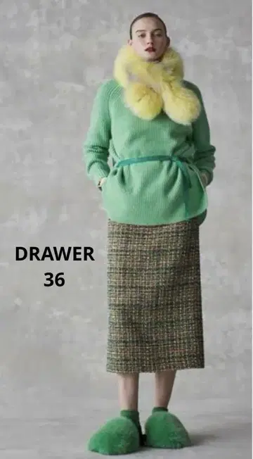 DRAWER 드로어 트위드 지퍼 스커트 36