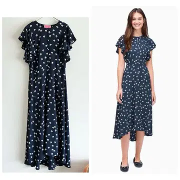 새상품급 kate spade 꽃무늬 프린트 프릴 슬리브 롱 원피스 2