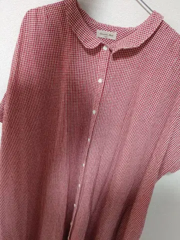 사만사 모스모스 깅엄 체크 빨간색 원피스
