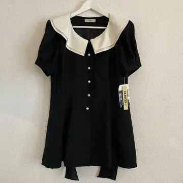 블랙 반팔 자켓 정장 상의 큰 카라 부착