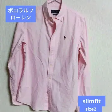 새상품급 랄프 로렌 슬림핏 핑크 셔츠 면 size2